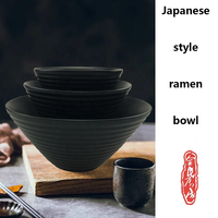 Bol Ramen Ensembles de bols à soupe en grès Ensemble de cuisine personnalisé noir Ustensiles de cuisine Style japonais Grandes nouilles en céramique et restaurant