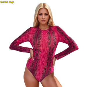 Costume da Bagno Intero Sexy da Donna con Logo Personalizzato, Effetto Pelle di Serpente, Maniche Lunghe, Controllo Pancia, Taglio Alto 2026 - Product Image 1
