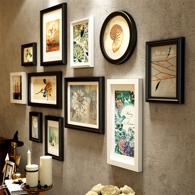 Item 9043 Malevich European Style Home Wall Wooden Picture Art Kits 11 Pieces Creative Solid Wood Photo Wall Frame Sets