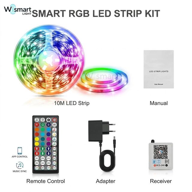 12V 24V Tuya WiFi RGBIC Smart LED Strip Light IP20 IP65 App Remote Control Music Sync Color Changing RGB Kit