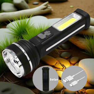 Năng lượng mặt trời COB Side ánh Sáng Ngọn đuốc nhựa công suất cao kỹ thuật số hiển thị điện Đèn pin khẩn cấp ngoài trời đèn pin với ống kính lồi - Product Image 3