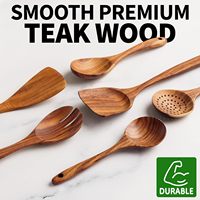 Ensemble de 15 cuillères en bois pour la cuisine, ustensiles en bois de teck pour la cuisine, ustensiles de cuisine en bois antiadhésifs, ensembles de cuillères en bois