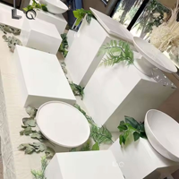 Offre Spéciale Hôtel Fournitures Blanc Acrylique Rectangle Cube Présentoir Alimentaire Buffet Riser Affichage