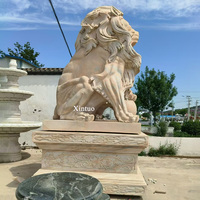 Sculpture de lion en marbre traditionnelle 3D sculptée et gravée, grande taille, en pierre naturelle, pour l'extérieur, Feng Shui, marque Xintuo, vente chaude