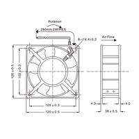 Ventilateur axial AC ANNEWELL 12 cm à longue durée de vie, 120x120x38 mm, roulement à manchon, 220 V, fils en aluminium, pales en plastique pour fours de fabrication