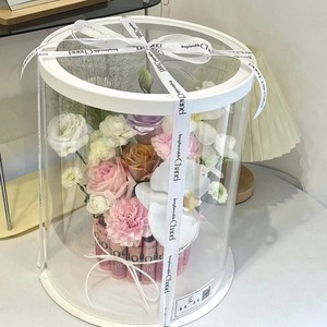 <span class=keywords><strong>Jaze</strong></span> Premium logotipo personalizado alto transparente redondo pastel caja embalaje flor regalo exposición caja de almacenamiento redondo alto pastel caja - Product Image 2