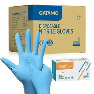 SN047 Gants en nitrile jetables, sans poudre, bleu pur, pour examen et manipulation alimentaire, 4 mil et 6 mil, en boîte - Product Image 1