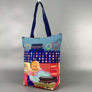 Digital Print Green Tote <b>Bag</b> Cotton Canvas With Zipper Custom Printing African Tote <b>Bag</b> Organizer Plush Fashion Duffel Tote <b>Bag</b> - Product Image 5