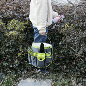 Garden <b>Tool</b> Bucket <b>Bag</b> 34 Pockets Pink Polyester Storage Organizer For Courtyard Garden Use - Product Image 4