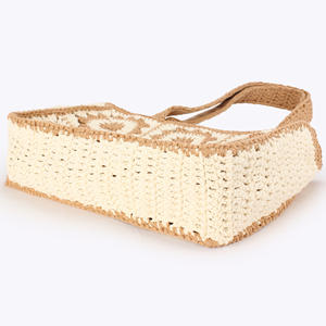 Nuova Borsa Intrecciata a Mano in Cotone con Chiusura a Cerniera Media in Poliestere <span class=keywords><strong>per</strong></span> Donne, Ideale <span class=keywords><strong>per</strong></span> Spiaggia, Vacanze e Pendolarismo - Product Image 4