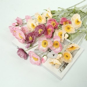 Fleur de pavot artificielle en soie floquée, grande taille, réaliste, de haute qualité, pour la décoration de table et de la maison, idéale pour Noël, les mariages et les célébrations festives - Product Image 2