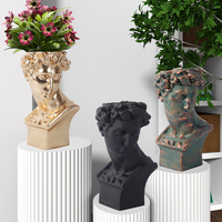Portrait créatif Sculpture David noir mat Pot de fleurs extérieur intérieur tête Pots de fleurs argile visage planteur Pot de fleur