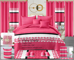 طقم أغطية سرير وستائر فاخر جديد بـ24 قطعة باللون البرتقالي، مقاس كينج - Product Image 2