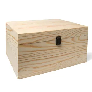 ウッドボックスロック付きヒンジ付き蓋付き小さな木製収納ケースフリップトップDIY未完成の子供のおもちゃ手作りの自然環境に優しい