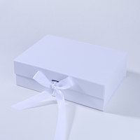 Boîtes à souvenirs rigides pliables à nœud en ruban blanc élégant personnalisées pour les mariages