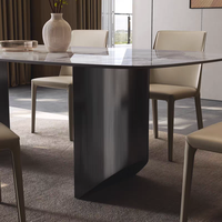 Ensemble de table à manger rectangulaire en marbre naturel moderne de luxe de haute qualité, grande taille, meubles de maison, salle à manger, villa, hôtel, appartement