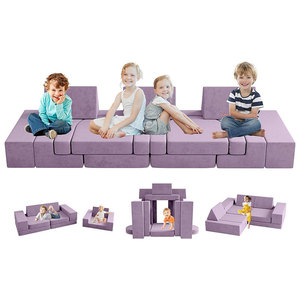 Childrens Play <b>Sofa</b> Modular Foam Indoor Furniture For <b>Kids</b> With Velvet Cover And Smooth Zipper - Product Image 5