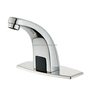 Automatic Sensor Touchless Bathroom Sink Faucet with Hole Cover Plate, Chrome Vanity Faucets