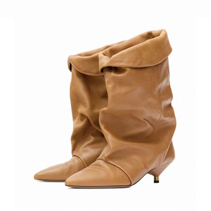 Scarpe di lusso <span class=keywords><strong>donna</strong></span> 2025 alla moda <span class=keywords><strong>stivali</strong></span> per <span class=keywords><strong>donna</strong></span> stivaletti tacchi per <span class=keywords><strong>donna</strong></span> stropicciata <span class=keywords><strong>stivali</strong></span> di <span class=keywords><strong>pelle</strong></span> - Product Image 1