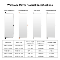 Miroir de dressing intelligent dissimulé FATERSI, miroir pleine longueur avec rangement pour chambre à coucher et quincaillerie de placard sur mesure