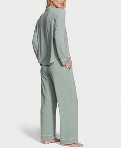 Pigiami da <span class=keywords><strong>Donna</strong></span> all'Ingrosso, Set con Bottoni Frontali, Oversize, Maniche Lunghe e Pantaloni in <span class=keywords><strong>Viscosa</strong></span> di Bambù - Product Image 5
