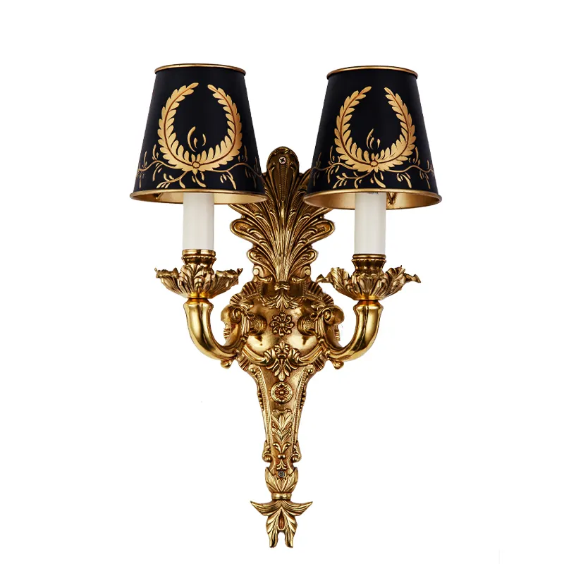 Настенные ретро-светильники во французском стиле с 2 светодиодными лампами, медный абажур, классический уникальный настенный светильник