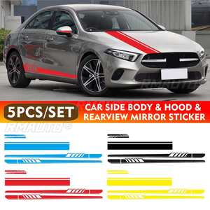 Juego de 5 pegatinas para coche, calcomanías para carrocería, rayas para puerta lateral, capó, espejo retrovisor, accesorios para coches de carreras - Product Image 1