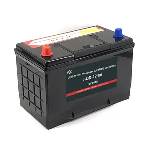 12.8V 80Ah Rechargeable Car Battery Lithium LiFePO4 Starting Cranking Battery pack replace BCI group size 27 JIS D31 DIN N70