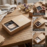 Carpeta de Cartón con Cajón Deslizante, Papel Kraft Reciclado Ecológico XJY, Laminado Mate con Esponja, para Regalos y Manualidades