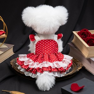Abito da principessa classico di lusso in poliestere rosso per cani vestiti estivi da matrimonio per <span class=keywords><strong>bambina</strong></span> - Product Image 3
