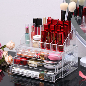 Organisateur de rangement cosmétique en <span class=keywords><strong>plastique</strong></span> transparent à double niveau pour comptoir ou <span class=keywords><strong>commode</strong></span> de salle de bain - Product Image 1