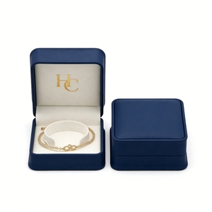 Premium Bracelet Box Luxury Hinged PU Leather Jewelry Gift Box Microfiber Bracelet Holder <b>Insert</b> Foil Stamping Custom Logo OEM - Product Image 1