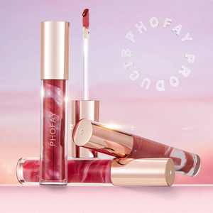 FCJ PHOFAY rosa Blooming idratante lucidalabbra liquido di lunga durata per labbra trasparente per il trucco Logo personalizzato olio forma cosmetico