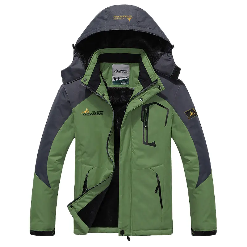 Fashion Mens Hardshell Waterproof Windproof Warn Stock Jacket Outdoor Sports Clothing Plus Size Lamb Fur Lining Padded Coat