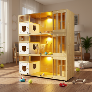 Meuble de cage pour <span class=keywords><strong>chat</strong></span> d'intérieur moderne avec enclos en verre, <span class=keywords><strong>appartement</strong></span> et solution de logement de luxe pour <span class=keywords><strong>chat</strong></span>, idéal pour les animaleries et l'usage domestique - Product Image 6