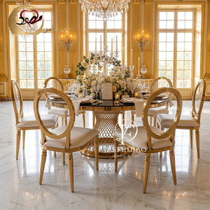 Modern Stainless Steel Round <b>Dining</b> <b>Table</b> Set for Wedding Hotel & Restaurant Use - Product Image 2
