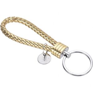 Leather Braided Keychain <b>Key</b> Ring Sleeve Designer Men's Accessory Car Pendant <b>Key</b> Ring for Women Fashion Handmade - Product Image 1