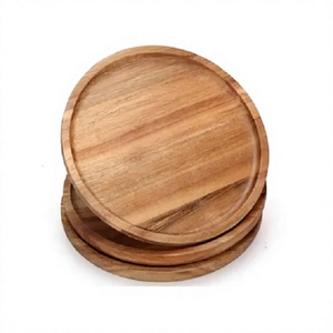 Ensemble de 3 assiettes de présentation rondes en bois, taille personnalisée, fabriquées par le fabricant Home Arts - Product Image 1
