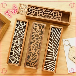 Bán hàng nóng thiết kế độc đáo trẻ em lưu trữ hộp cổ điển Laser khắc gỗ Pull-out bút chì trường hợp - Product Image 3