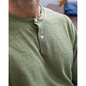 Men's Linen <b>Henley</b> Casual <b>Shirt</b> Woven Cotton Vintage Style Stand Collar Anti-Wrinkle Feature Digital 6XL for Autumn Summer - Product Image 2