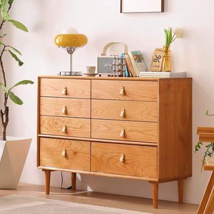 Nordic Cherry Wood Eight Drawer <b>Chest</b> Solid Wood Dresser Bedroom <b>Storage</b> Cabinet Japanese Style Simple Design - Product Image 1