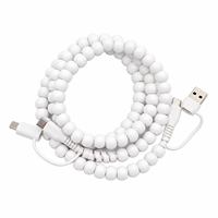 Câble de charge pour téléphone à perles blanches 4 en 1, cordon de charge multi-connecteurs, câble de transfert de données USB Type C pour iPhone Android