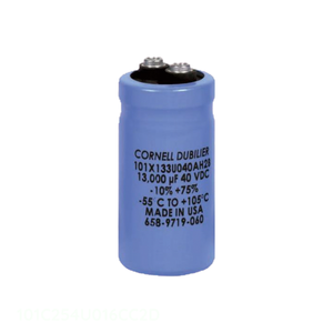 Condensador de Canal de Fabricante CAP ALUM 16V POLAR 250 mF Montaje en Chasis 101C254U016CC2D - Product Image 1