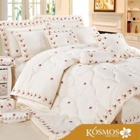 Juego de Ropa de Cama de Lujo de 8 Piezas con Certificación OEKO BSCI ISO, Bordado Exquisito en Telas Cepilladas Tejidas, Estilo Liso