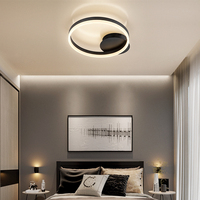 Plafonnier rond noir doré de style nordique pour la décoration de la maison, chambre à coucher, salon, luminaire moderne