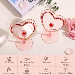 แก้วมาร์ตินี่รูปหัวใจขอบทองสำหรับงานแต่งงานวันแม่สำหรับค็อกเทล - Product Image 3