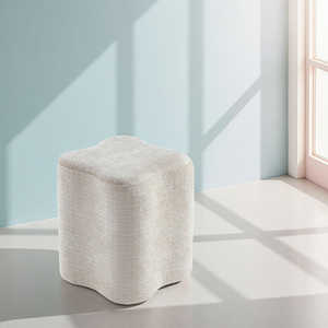 Pouf traditionnel en bois massif, meuble de salon, ottoman, coussin de sol, repose-pieds, tabouret, siège en tissu, décoration de chambre - Product Image 2