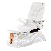 Chaise de soin des pieds de haute qualité avec massage tactile, en cuir noir et gris de luxe, pour manucure, pédicure, spa, avec LED et bain à remous, pour salon de manucure