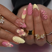Faux Ongles Longs Amande à Coller, Style Ins, Nouvelle Collection 2026, Qualité Supérieure, Vente en Gros, 30 Pièces, Couverture Complète, pour l'Été