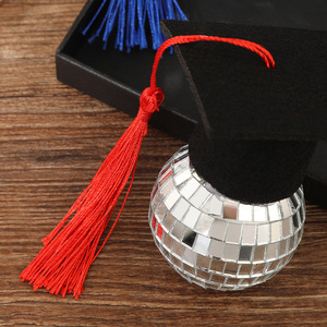 ของตกแต่งงานเลี้ยงฉลองจบการศึกษา DAMAI ลูกบอลกระจกประดับเค้ก พู่ห้อยประดับเค้ก ลูกบอลดิสโก้ หมวกปริญญาสำหรับตกแต่งเค้ก - Product Image 4